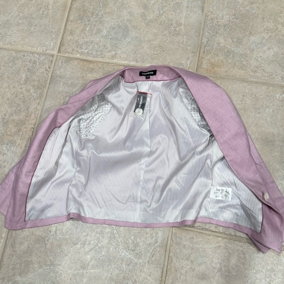 Express Pink Linen Blend Cropped Blazer Jacket Women’s Size 4 NWT $128 - Picture 6 of 8